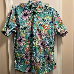 Crown & Ivy Green and Purple Casual Button Down Shirt